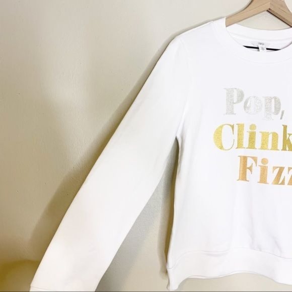 NWT 1901 White Pop, Clink, Fizz Graphic Long Sleeve Sweatshirt Medium - Picture 6 of 11